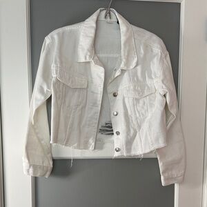 White Cropped Denim Jacket - Women